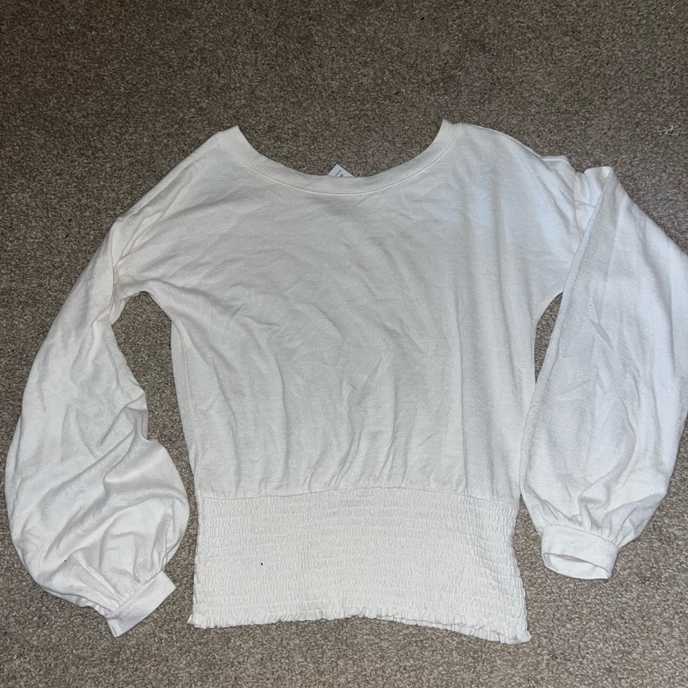 Cream Abercrombie & Fitch soft cozy ballet neck Sweater with balloon sleeves NWT